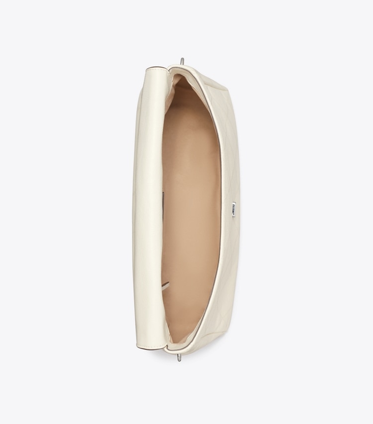 Tory Burch diseñador bolsos de hombro Large Charlie Quilted Shoulder Bag en Light Cream desde arriba