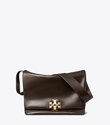 Tory Burch designer shoulder bags Large Charlie Runway Shoulder Bag in Warm Mahogany front