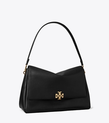 Tory Burch designer shoulder bags Large Charlie Shoulder Bag in Black angle