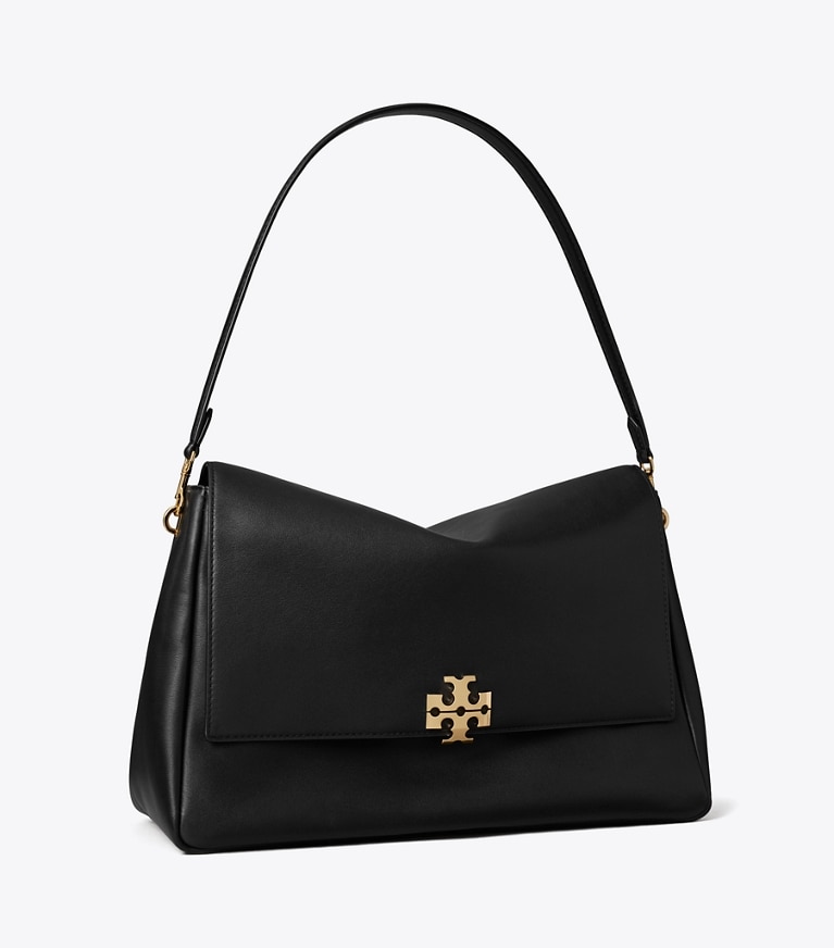 Tory Burch designer shoulder bags Large Charlie Shoulder Bag in Black angle