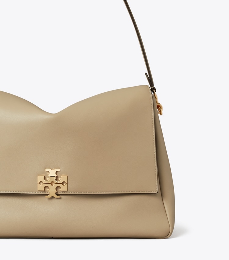 Tory Burch designer shoulder bags Large Charlie Shoulder Bag in Soft Cement detail