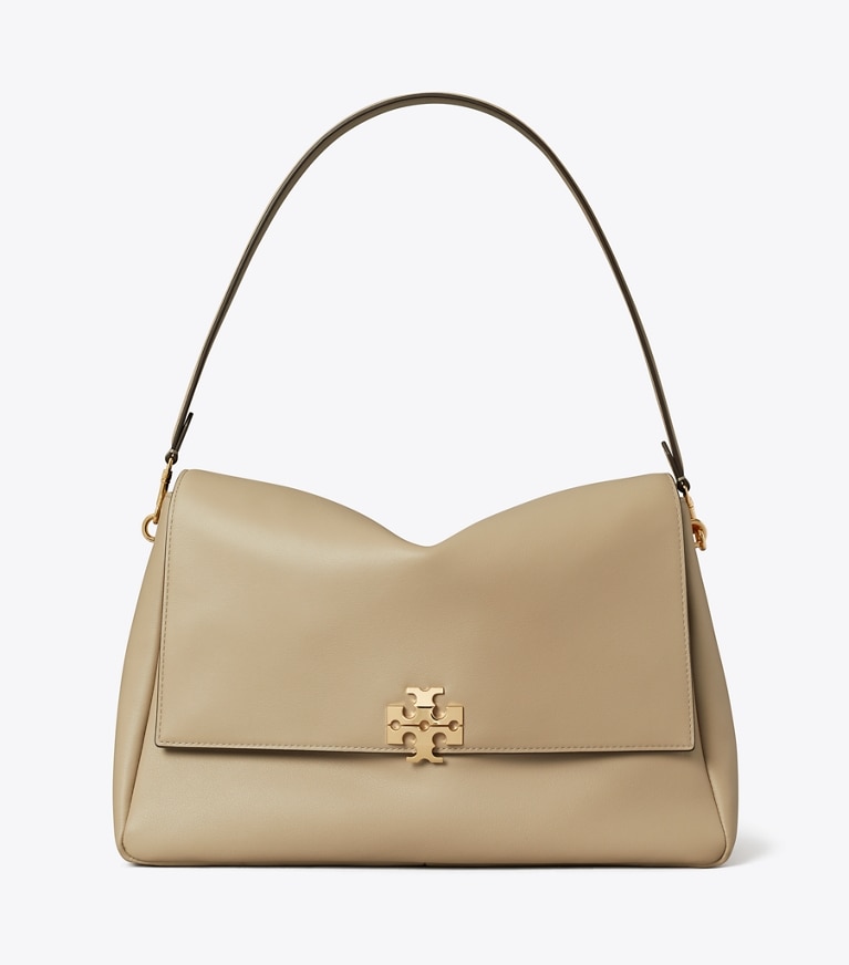 Tory Burch designer shoulder bags Large Charlie Shoulder Bag in Soft Cement front