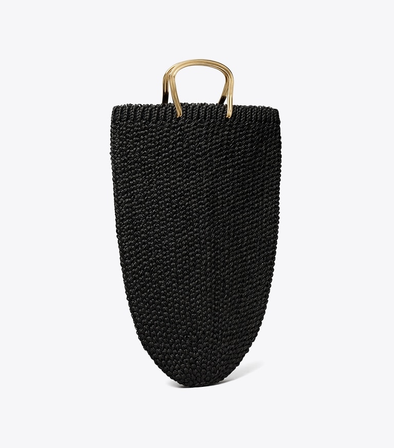 Tory Burch designer tote bags Large Crocheted Tote in BLACK angle