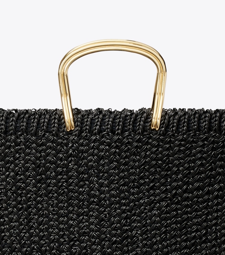 Tory Burch designer tote bags Large Crocheted Tote in BLACK detail