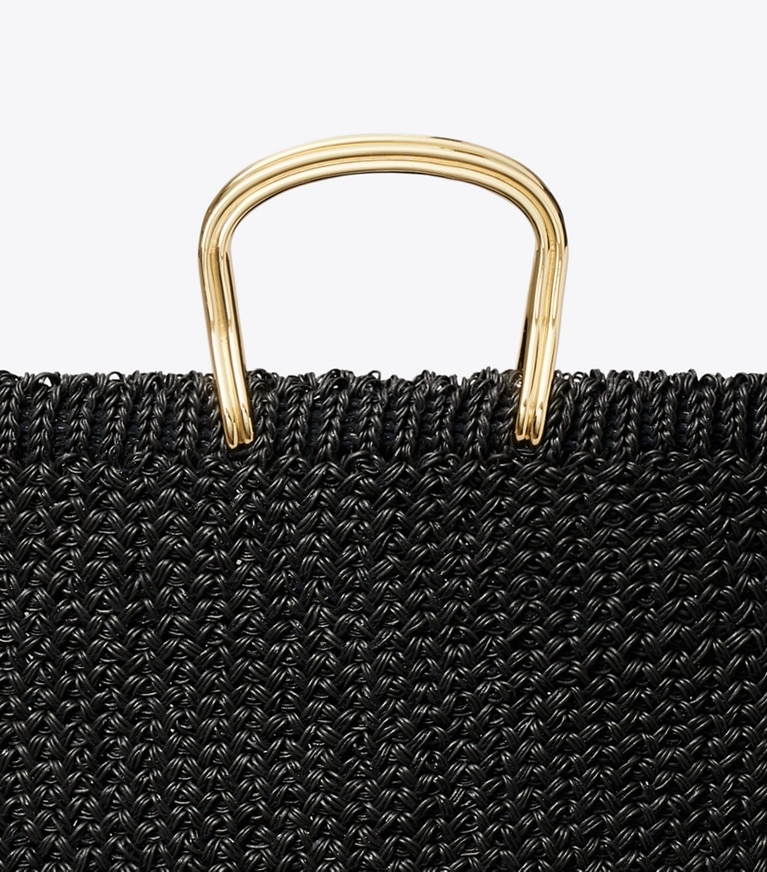 Tory Burch designer tote bags Large Crocheted Tote in BLACK detail