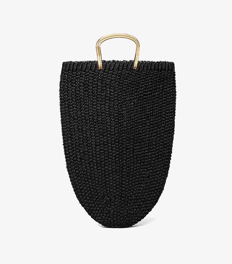 Tory Burch designer tote bags Large Crocheted Tote in BLACK front