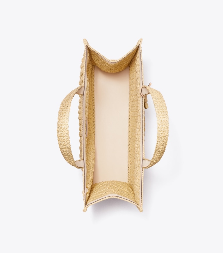 Tory Burch designer トートバッグ エラ ハンドクロシェ ラージ ポップコーン トートバッグ in Natural オーバーヘッド