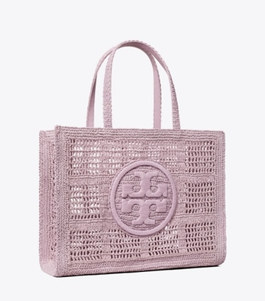 Tory Burch designer tote bags Large Ella Hand-Crocheted Tote in Pale Purple angle