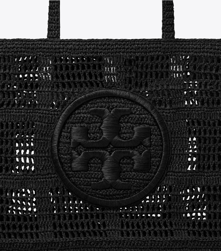Tory Burch designer tote bags Large Ella Hand-Crocheted Tote in Black detail