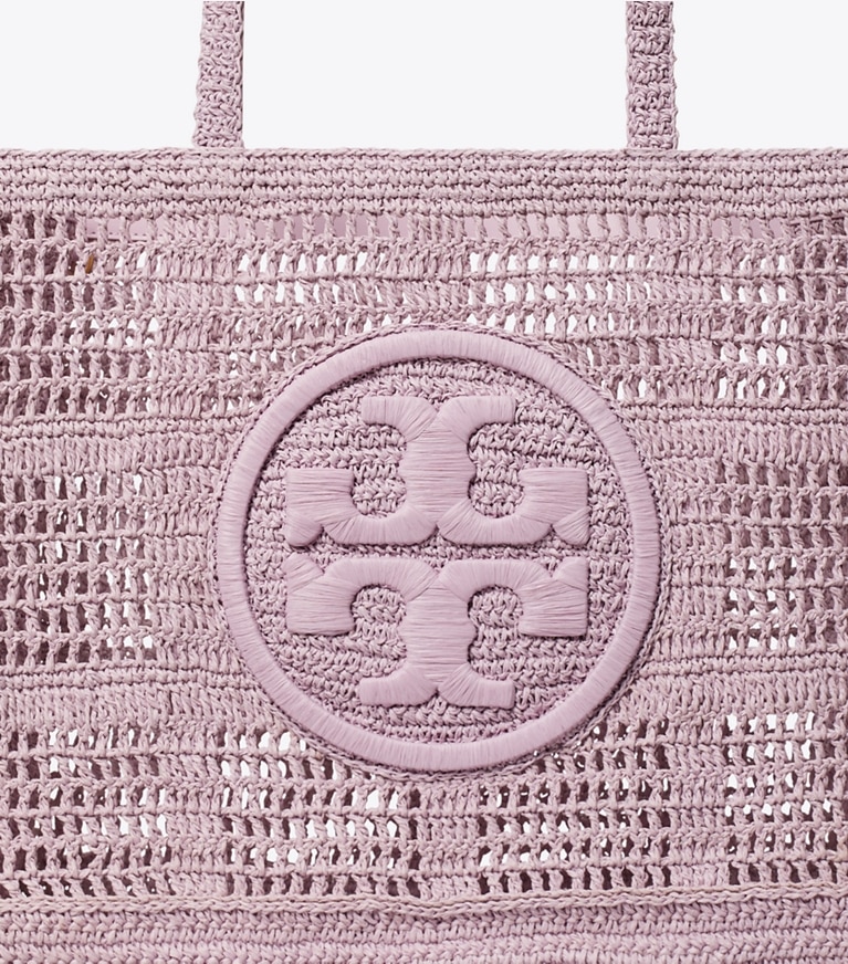 Tory Burch designer tote bags Large Ella Hand-Crocheted Tote in Pale Purple angle
