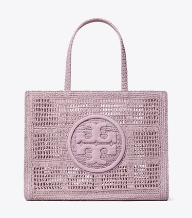 Tory Burch designer tote bags Large Ella Hand-Crocheted Tote in Pale Purple front