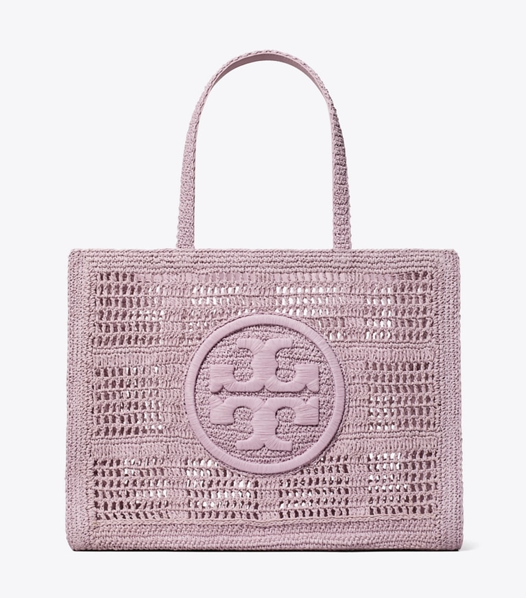 Tory Burch designer tote bags Large Ella Hand-Crocheted Tote in Pale Purple angle