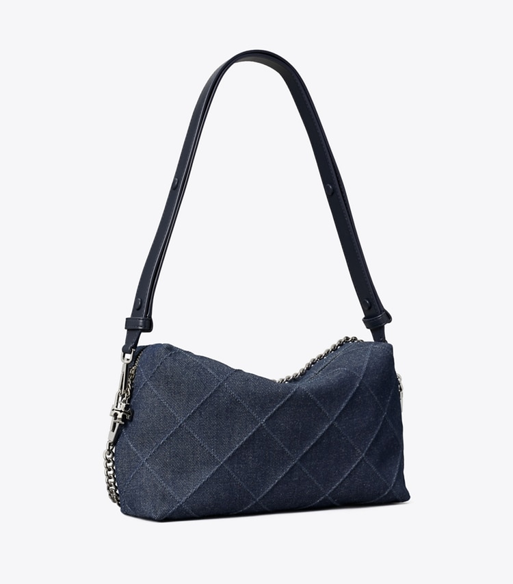 Tory Burch designer crossbody bags Large Fleming Denim Soft Crossbody Bag in Blue angle