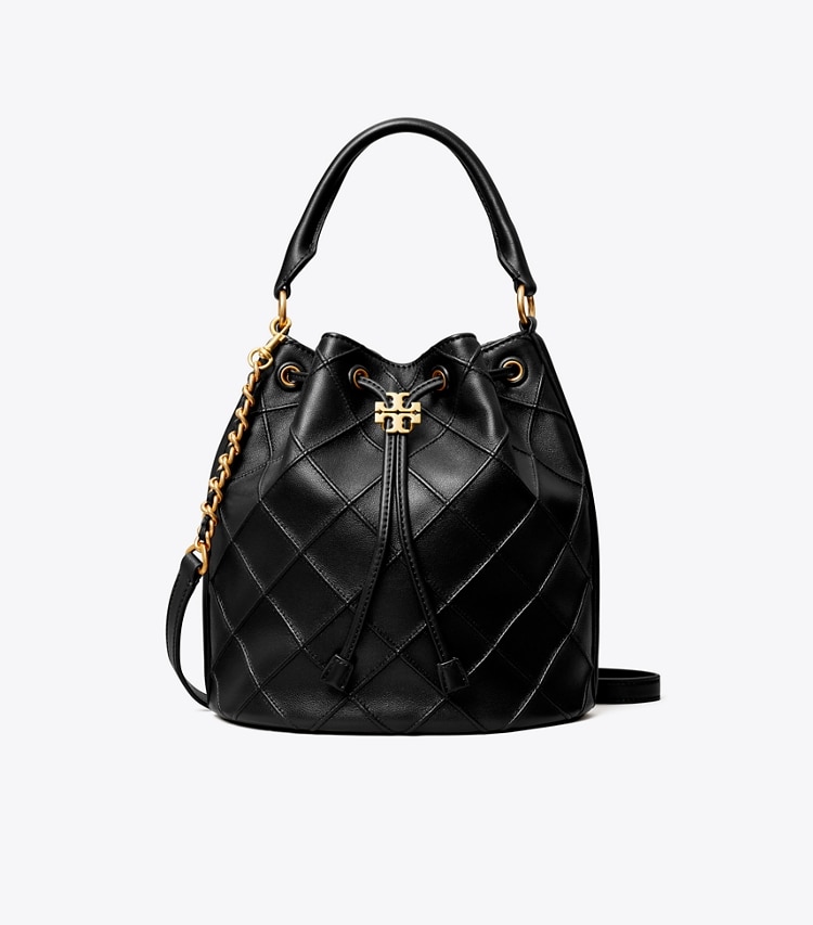 Tory Burch designer shoulder bags Large Fleming Soft Bucket Bag in Black front