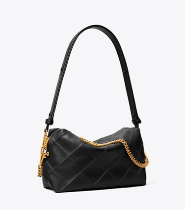 Tory Burch designer crossbody bags Large Fleming Soft Crossbody Bag in Black angle