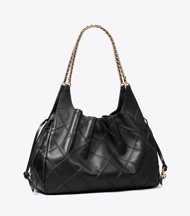 Tory Burch designer tote bags Large Fleming Tote in Black angle