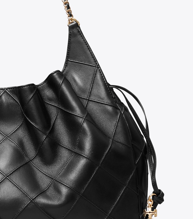 Tory Burch designer tote bags Large Fleming Tote in Black detail