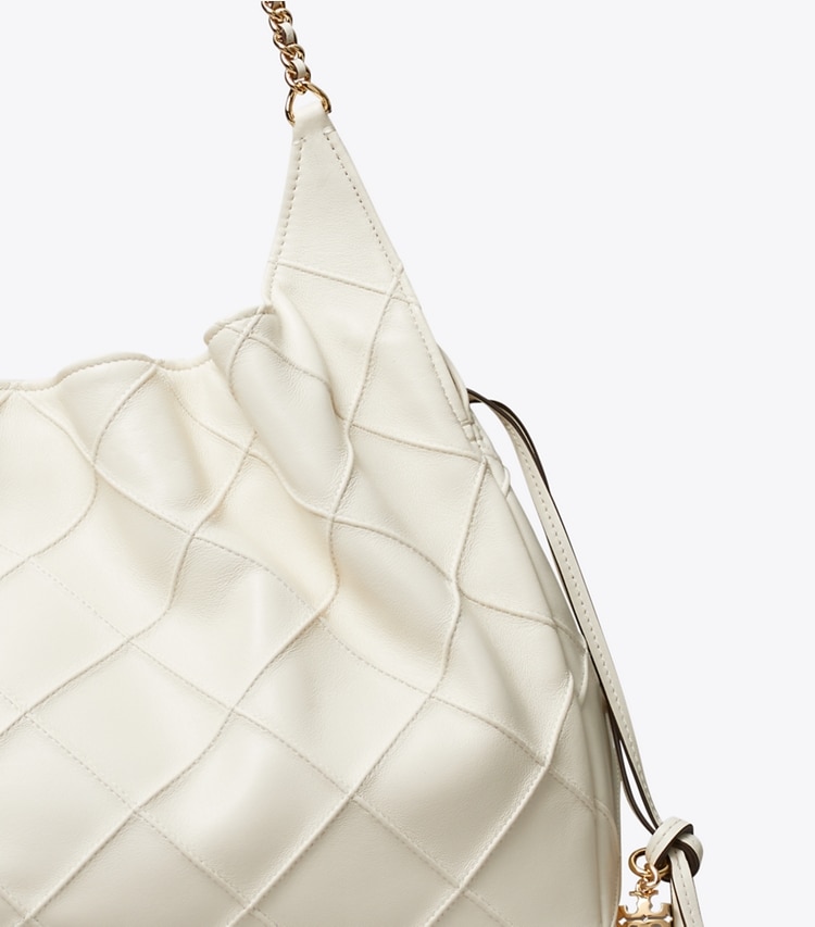 Tory Burch designer tote bags Large Fleming Tote in Light Cream detail