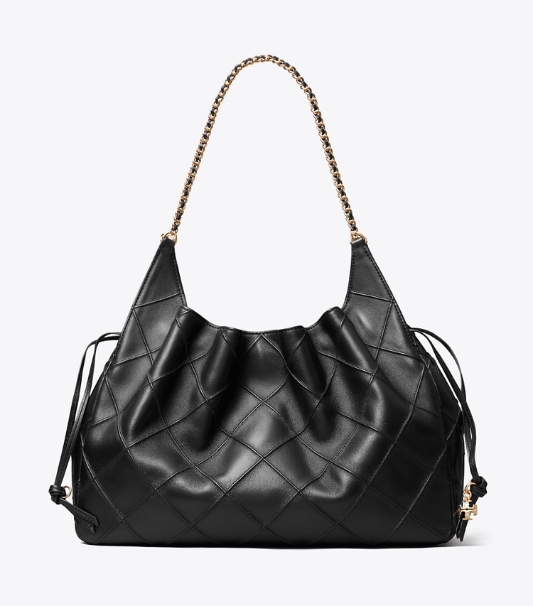 Tory Burch designer tote bags Large Fleming Tote in Black front