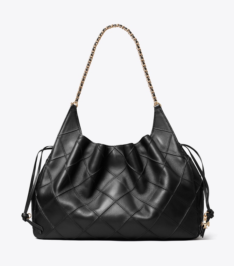 Tory Burch designer tote bags Large Fleming Tote in Black front