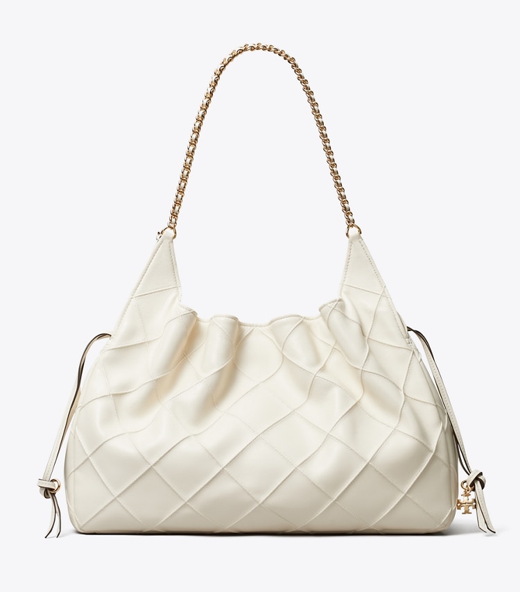 Tory Burch designer tote bags Large Fleming Tote in Light Cream front