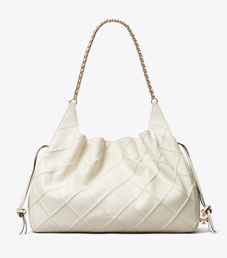 Tory Burch designer tote bags Large Fleming Tote in Light Cream front