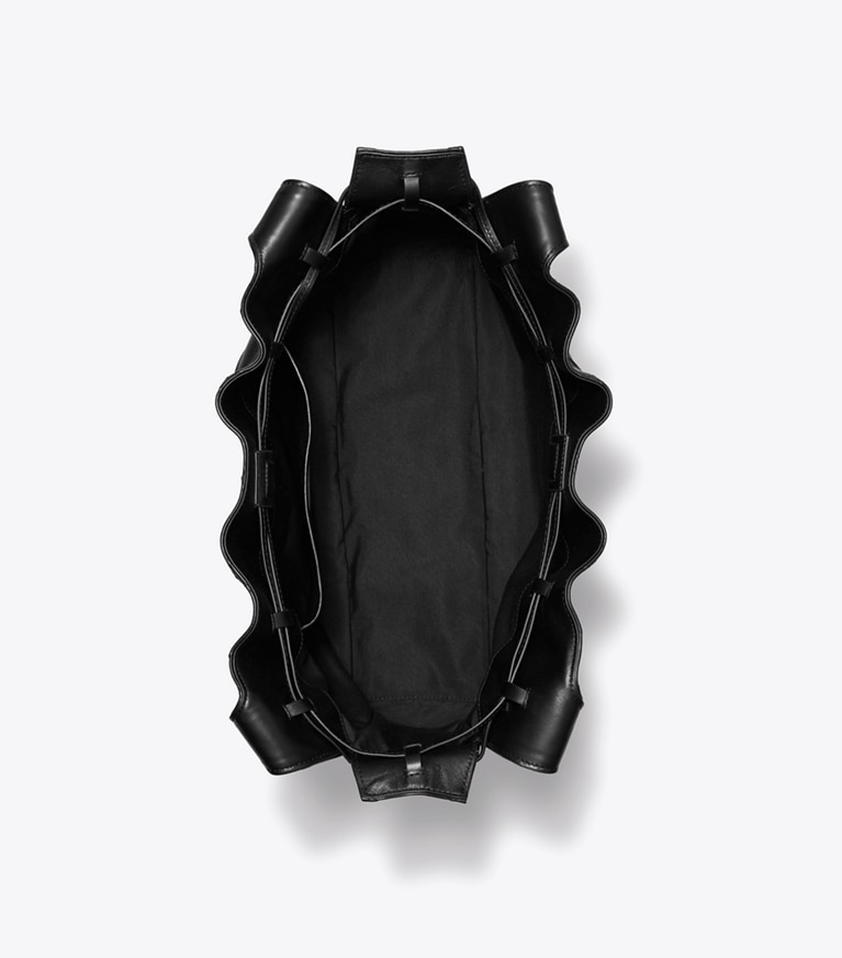 Tory Burch designer tote bags Large Fleming Tote in Black overhead