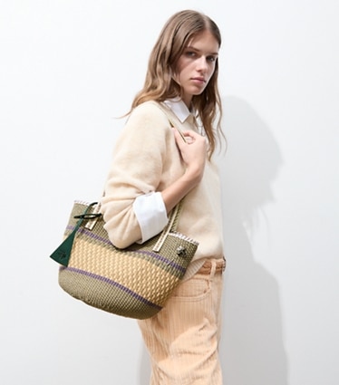 Women's Designer Green Woven Handbags | Tory Burch