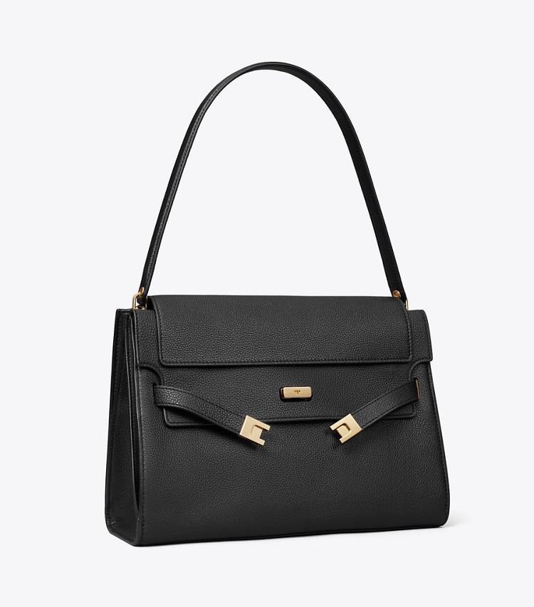 Tory Burch designer shoulder bags Large Lee Radziwill Shoulder Bag in Black angle