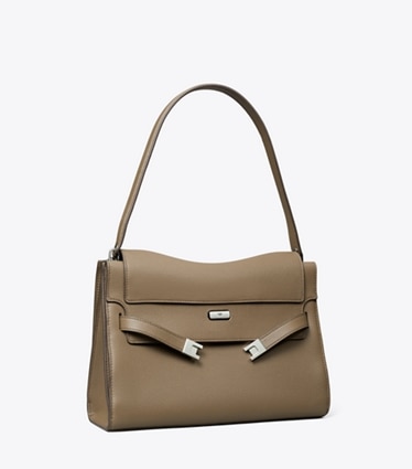 Tory Burch designer shoulder bags Large Lee Radziwill Shoulder Bag in Wild Mushroom angle