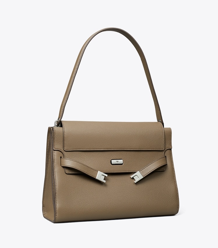 Tory Burch designer shoulder bags Large Lee Radziwill Shoulder Bag in Wild Mushroom angle