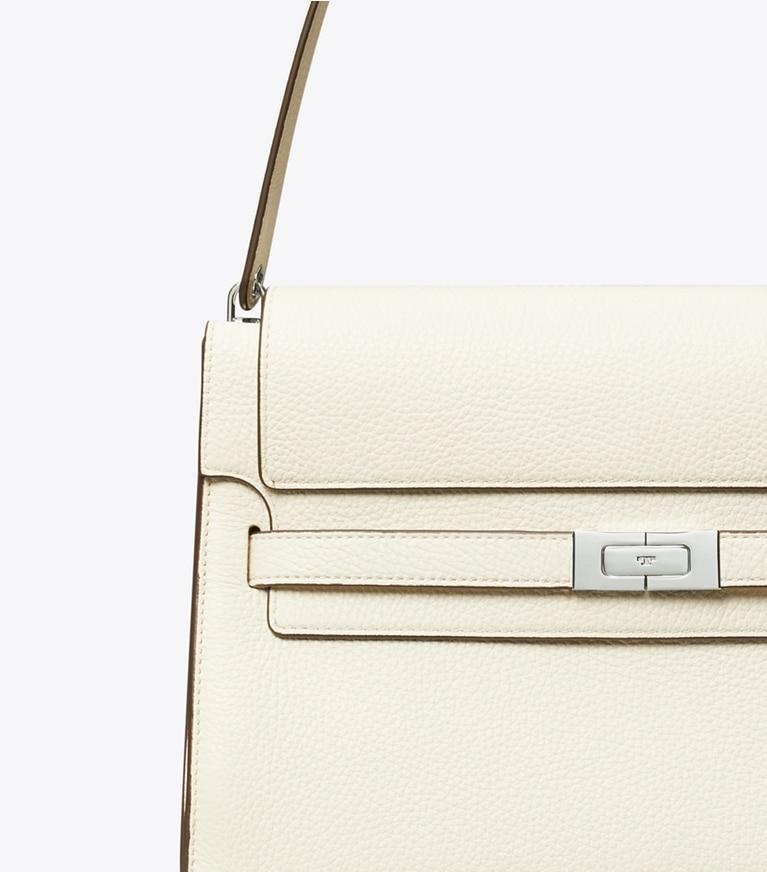 Tory Burch designer shoulder bags Large Lee Radziwill Shoulder Bag in Ivory angle