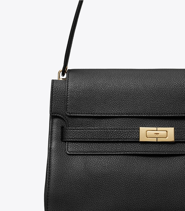 Tory Burch designer shoulder bags Large Lee Radziwill Shoulder Bag in Black angle