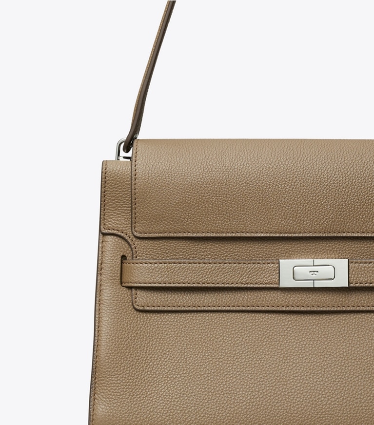 Tory Burch designer shoulder bags Large Lee Radziwill Shoulder Bag in Wild Mushroom angle