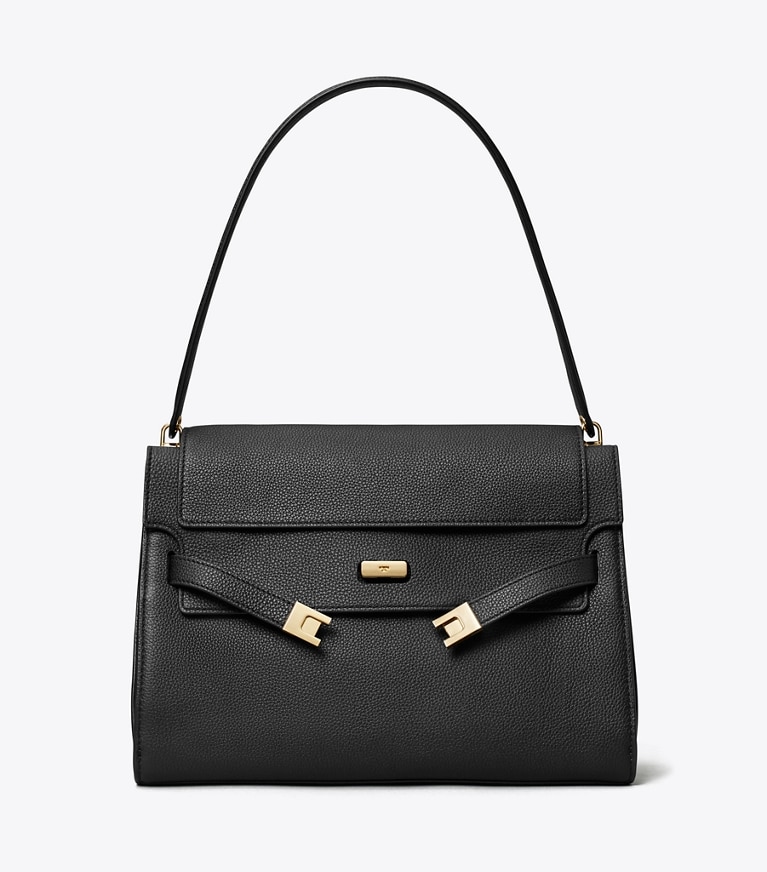 Tory Burch designer shoulder bags Large Lee Radziwill Shoulder Bag in Black angle
