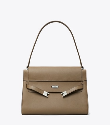 Tory Burch designer shoulder bags Large Lee Radziwill Shoulder Bag in Wild Mushroom front
