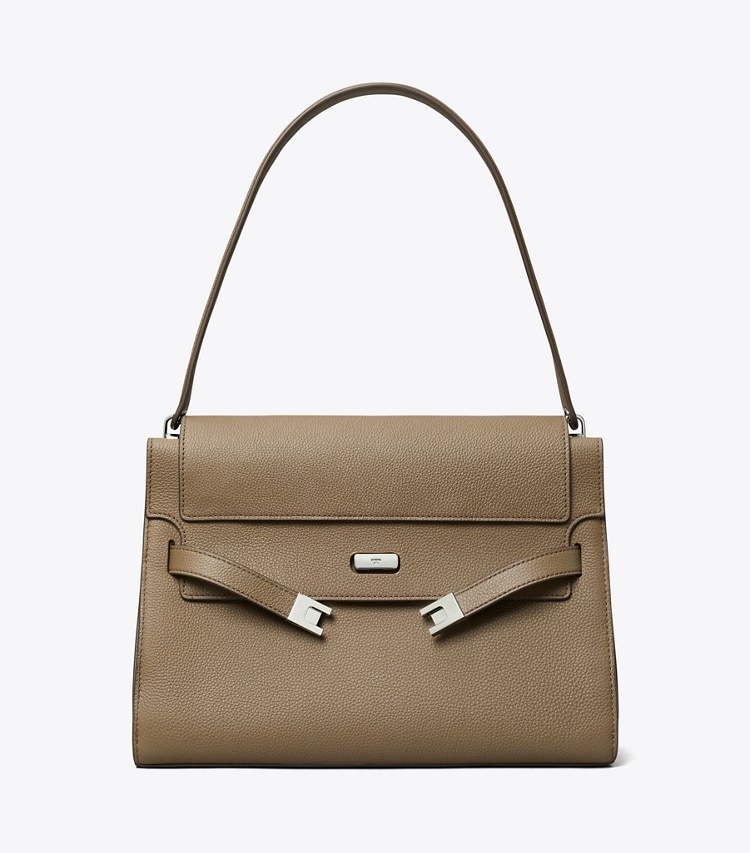 Tory Burch designer shoulder bags Large Lee Radziwill Shoulder Bag in Wild Mushroom front