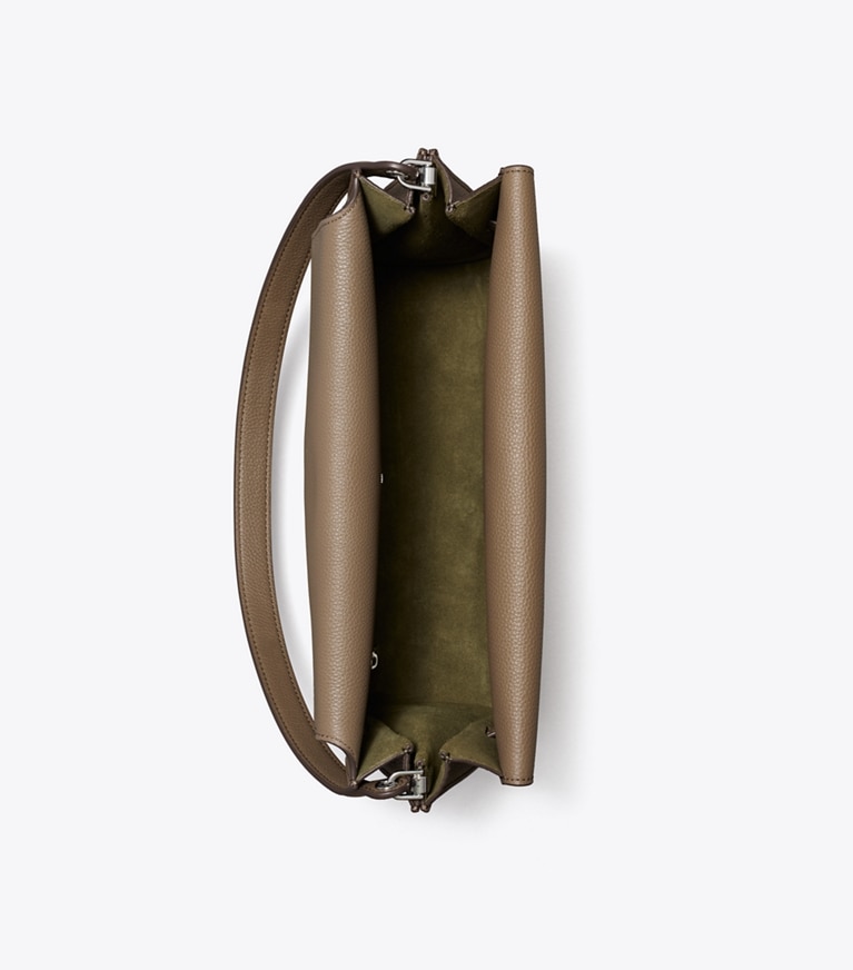 Tory Burch designer shoulder bags Large Lee Radziwill Shoulder Bag in Wild Mushroom angle