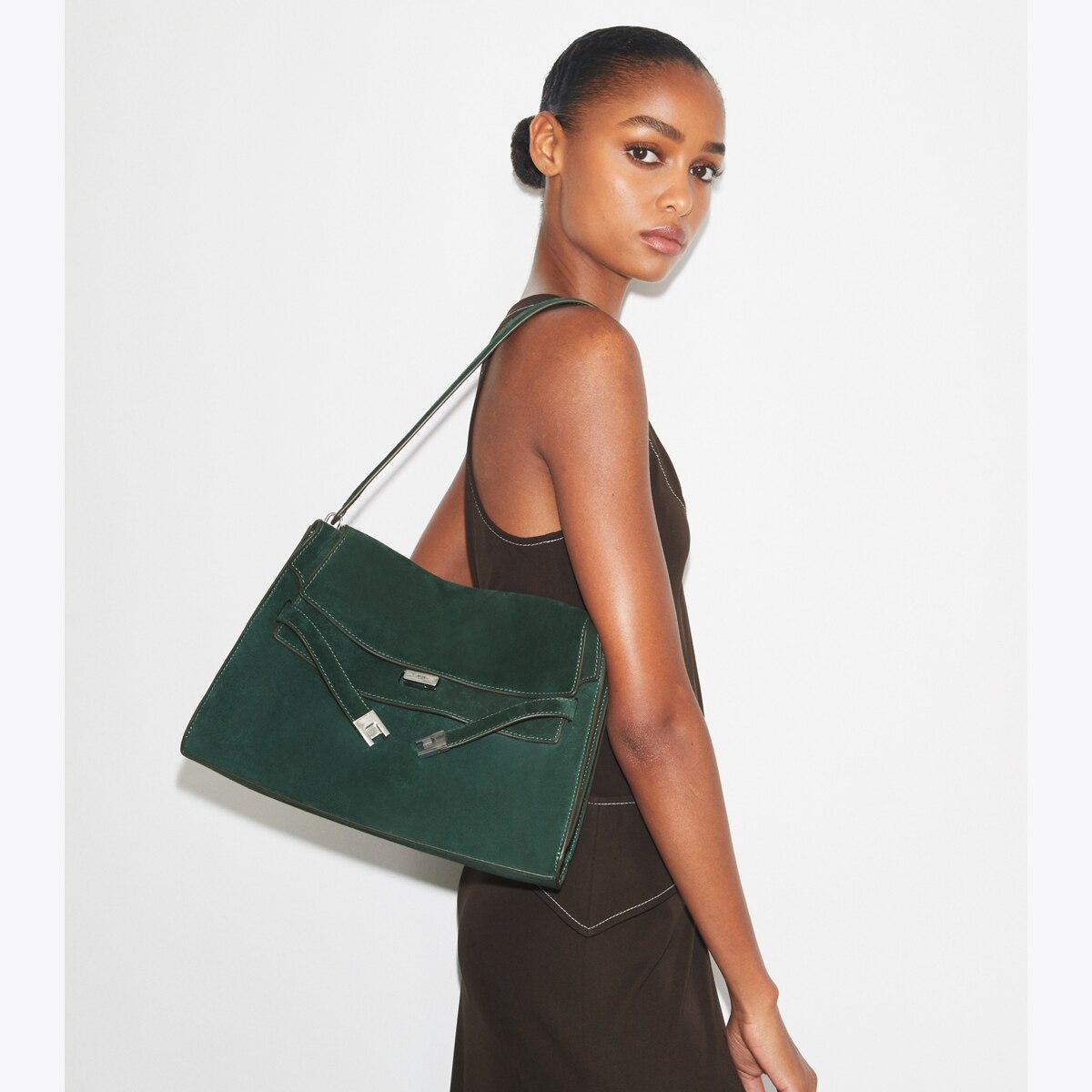 Large Lee Radziwill Suede Shoulder Bag: Women's Handbags