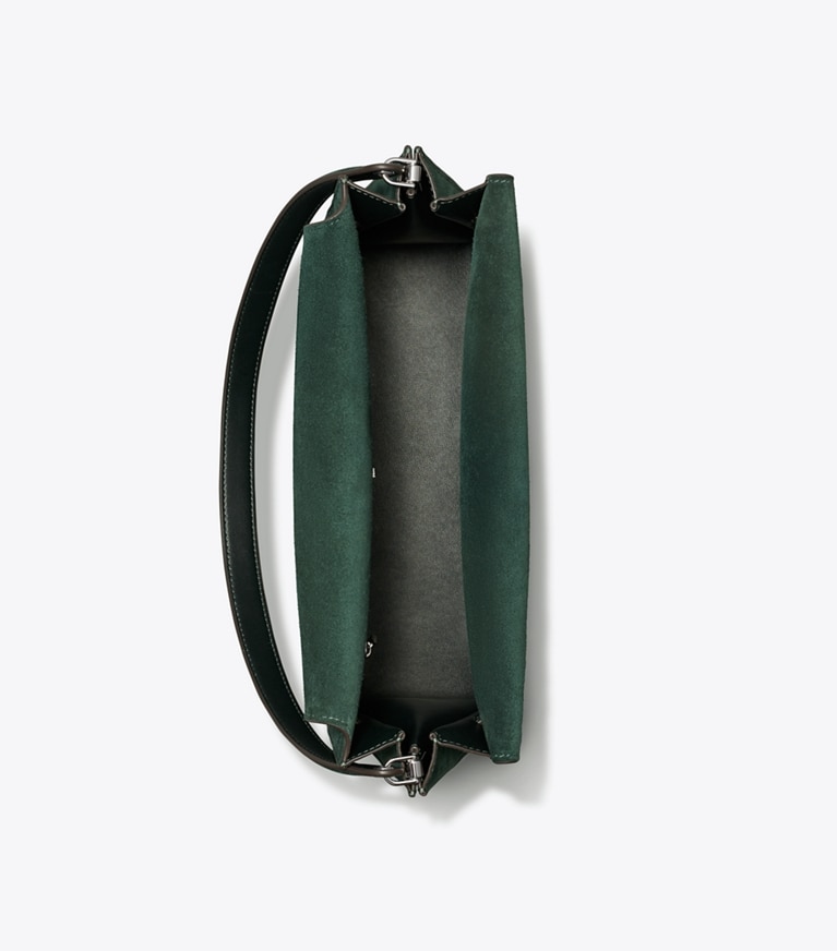 Tory Burch designer shoulder bags Large Lee Radziwill Suede Shoulder Bag in Warm Teal angle