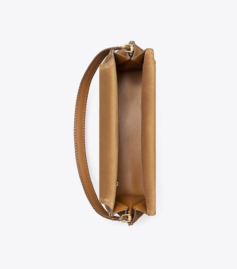 Tory Burch designer shoulder bags Large Lee Radziwill Suede Shoulder Bag in WILD TABACCO angle