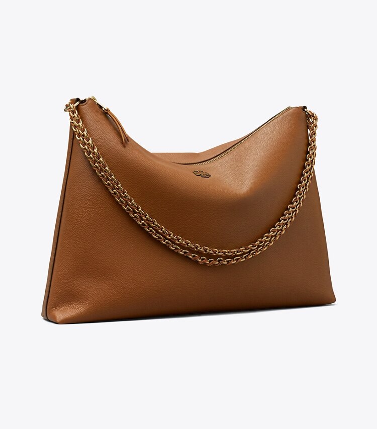 Tory Burch designer ショルダーバッグ ペブルドレザー ラージ ショルダーバッグ in Forest Brown angle