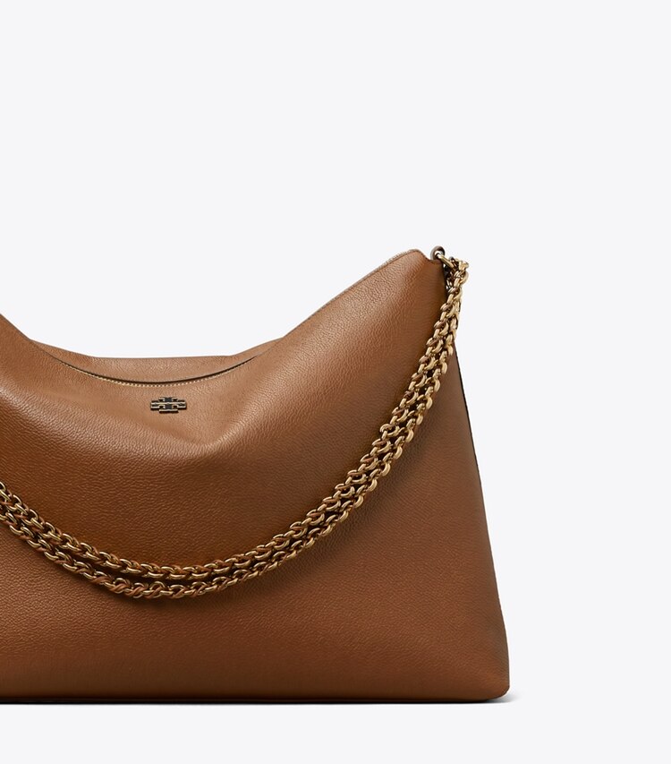 Tory Burch designer ショルダーバッグ ペブルドレザー ラージ ショルダーバッグ in Forest Brown ディテール