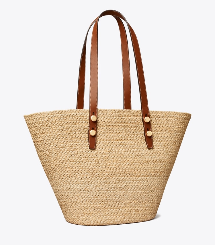 Tory Burch designer tote bags Large Romy Basket Tote in Natural angle