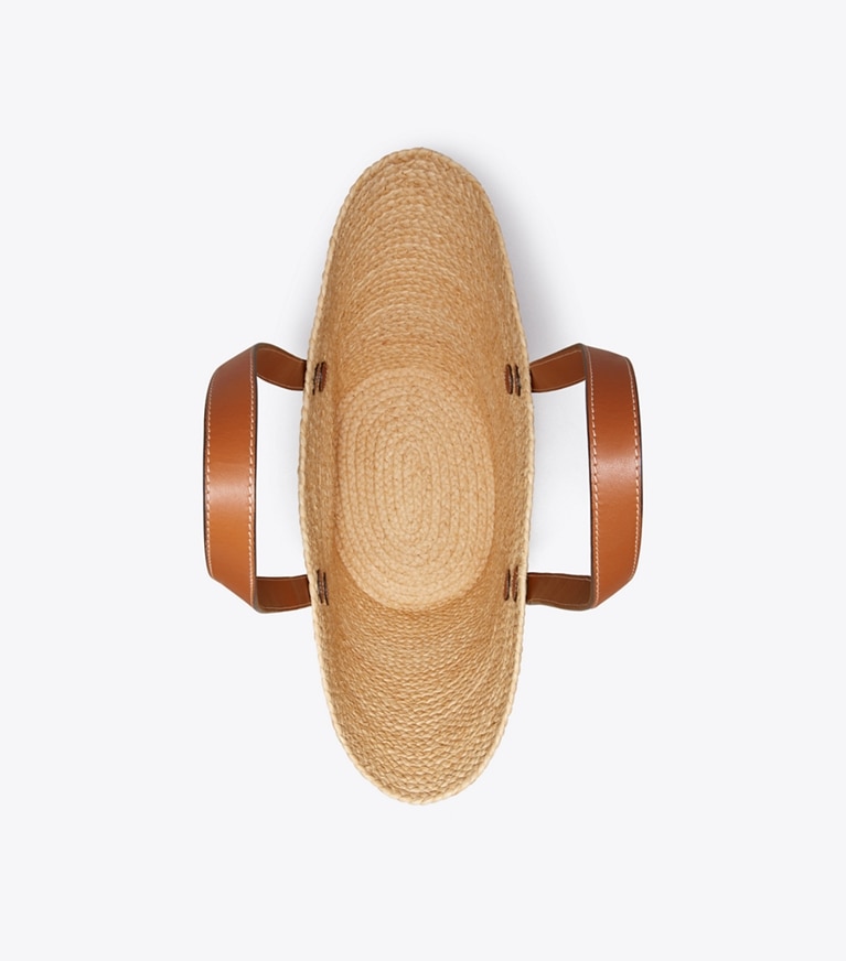 Tory Burch designer tote bags Large Romy Basket Tote in Natural overhead