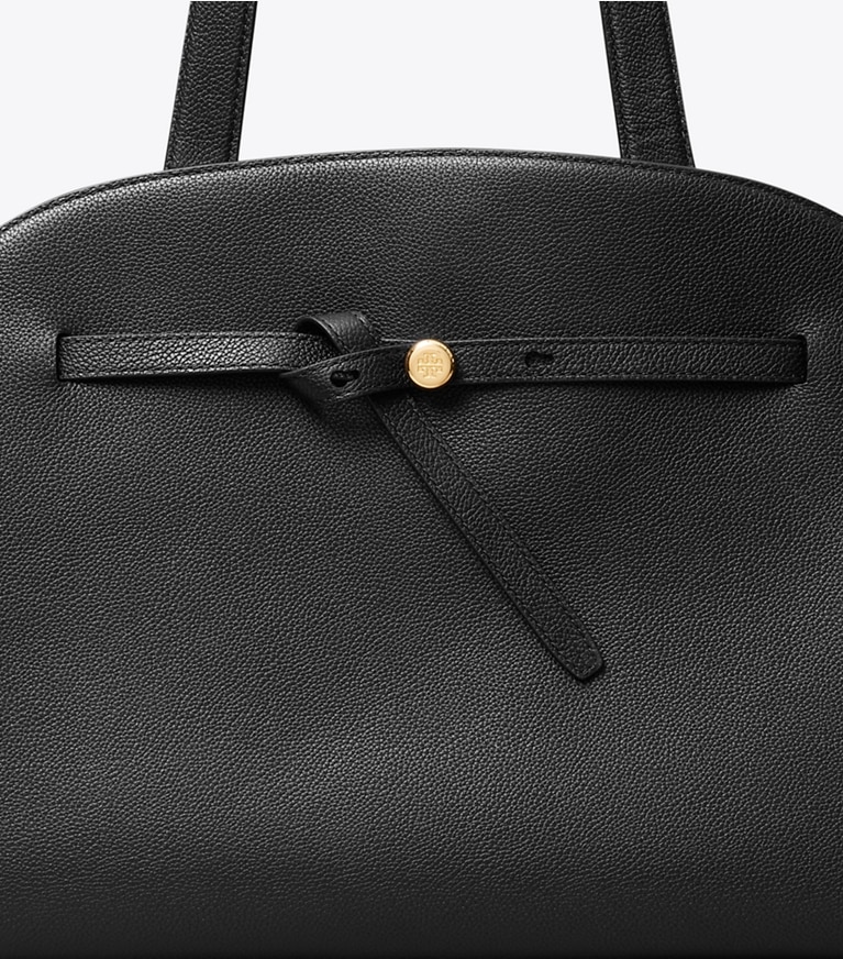 Tory Burch designer satchels Large Romy Bauletto in BLACK detail