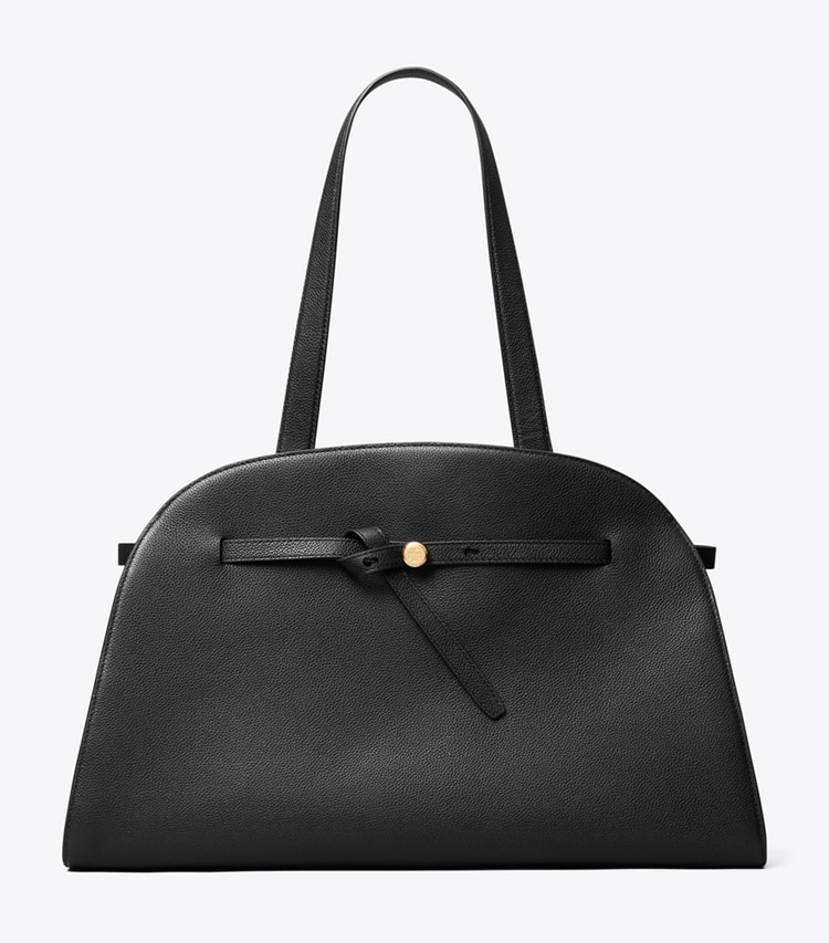 Tory Burch designer satchels Large Romy Bauletto in BLACK front