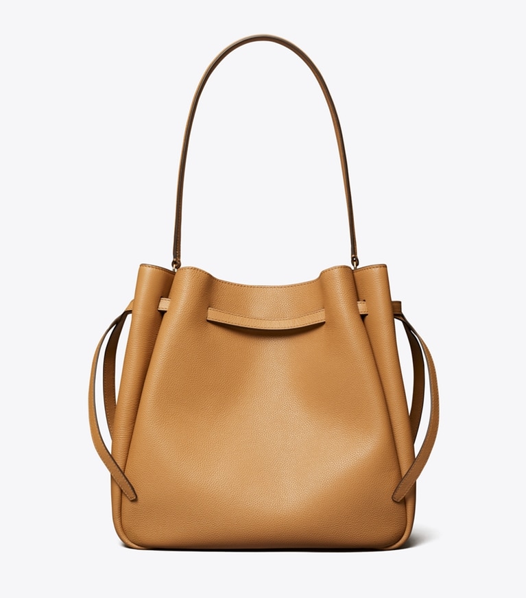 Tory Burch designer shoulder bags Large Romy Bucket Bag in Tiramisu back