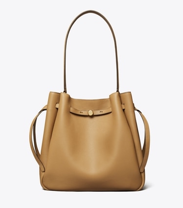 Tory Burch designer shoulder bags Large Romy Bucket Bag in Tiramisu front
