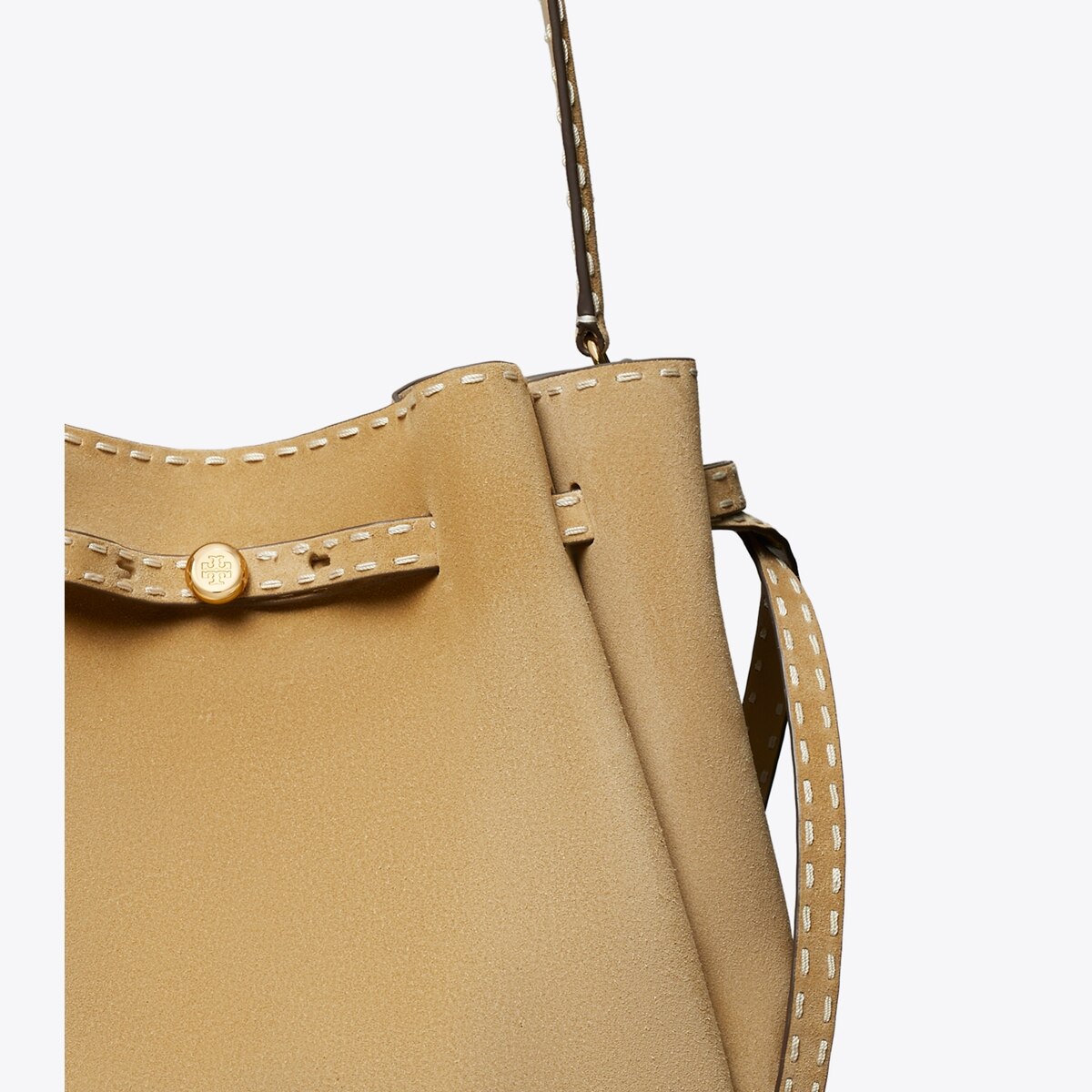 Large Romy Suede Pick Stitch Bucket Bag: Women